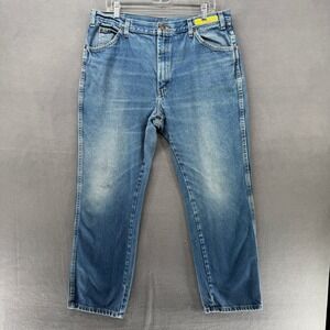 Dickies Mens 38x32 Jeans Blue Denim Straight Leg Workwear Pants Distressed